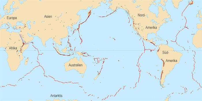 Erdbeben und Vulkane auf der Erde